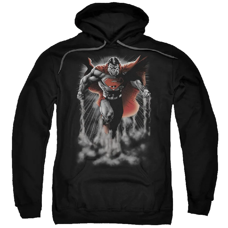 Superman Above The Clouds - Pullover Hoodie Textured Knit Design