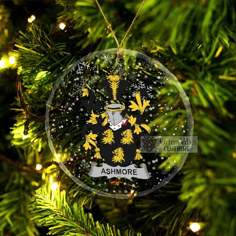 Ashmore Irish Clan Christmas Glass Ornament with Coat of Arms Striped Polka Dot Solid Ashmore Irish Clan Christmas Glass Ornament with Coat of Arms Striped Polka Dot Solid