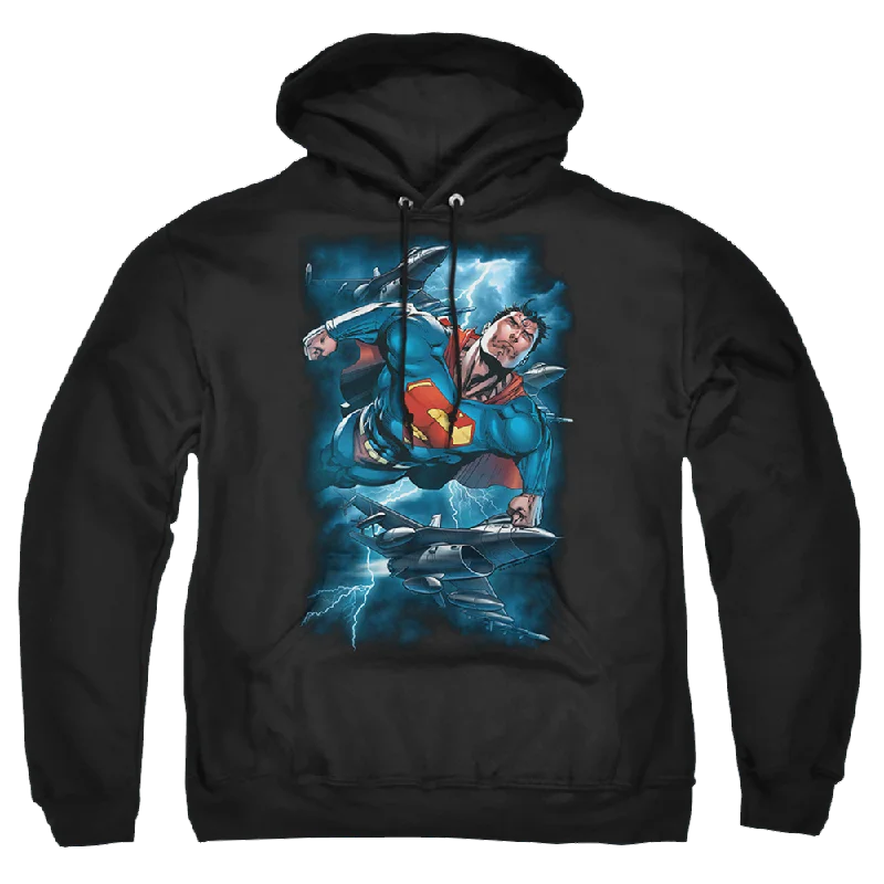 Superman Stormy Flight - Pullover Hoodie Boat Neck Sweater