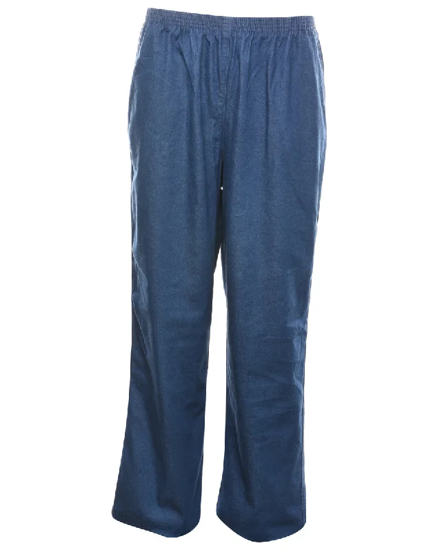 Casual Medium Wash Denim Trousers - W28 L30 Trousers Palazzo Wide Leg