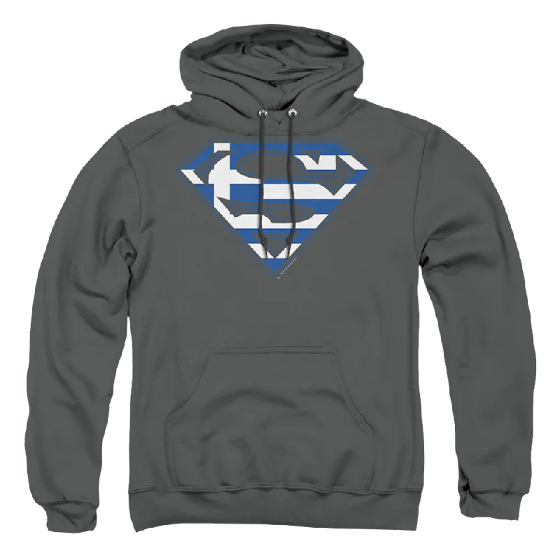 Superman Greek Shield - Pullover Hoodie Short Puff Sleeve