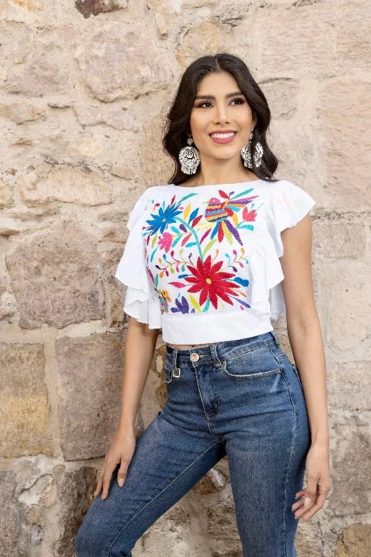 Layla Otomi Crop Top Polka Dot Checkered Tartan