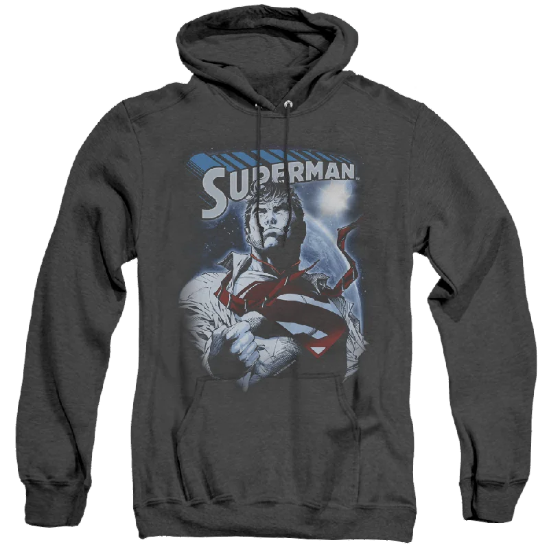 Superman Protect Earth - Heather Pullover Hoodie Leg Sleeve Comfort