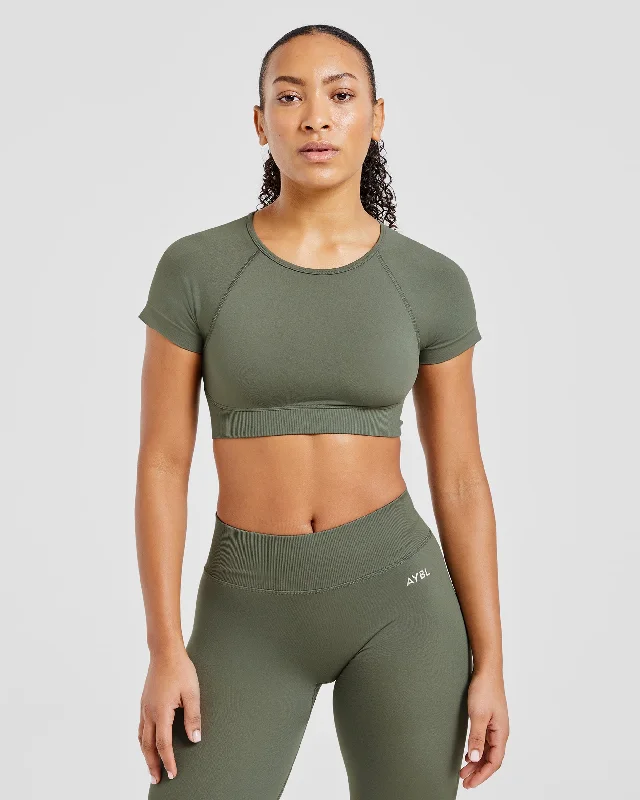 Adapt Seamless Crop Top - Grün Front Pockets Side Pockets Patch Pockets