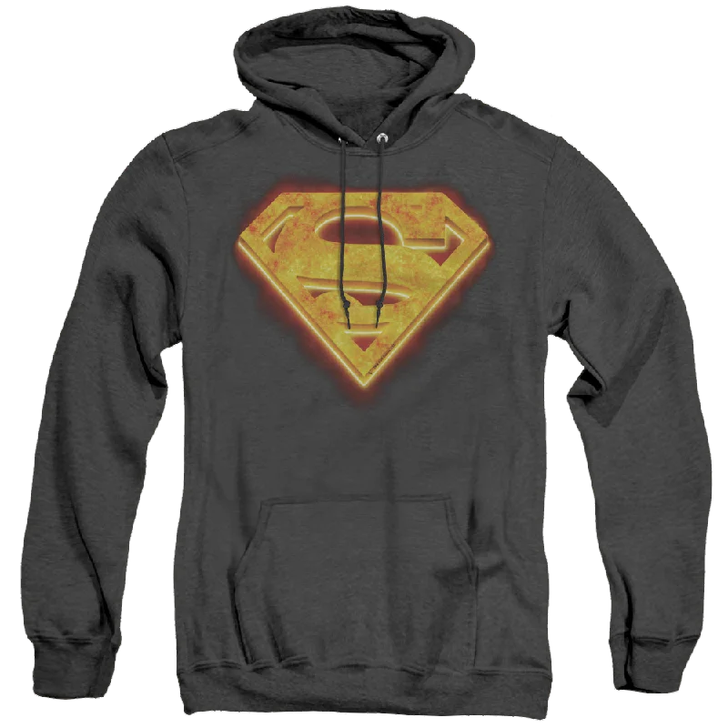 Superman Hot Steel Shield - Heather Pullover Hoodie Oversized Cozy Pullover