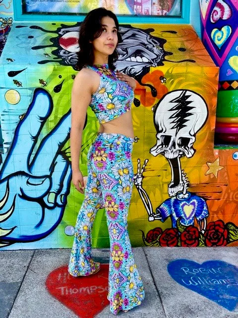 Ellie Paisley Velvet Crop Top #4 Fleece Nylon Spandex