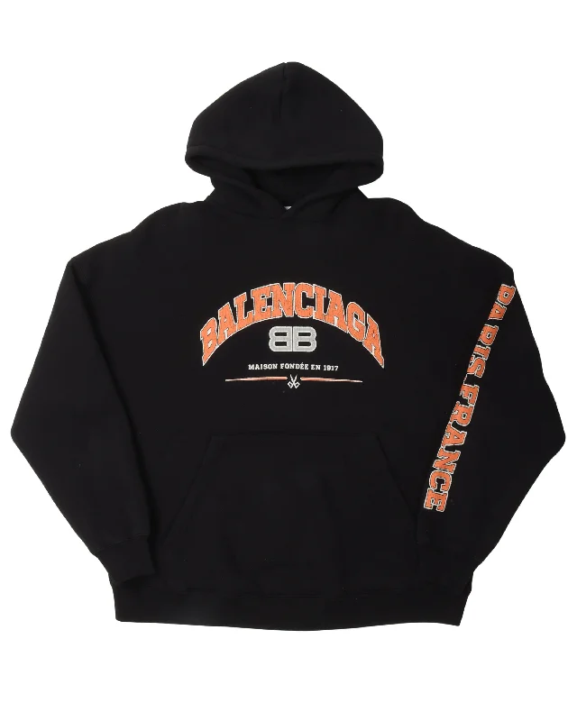 BB Logo Paris Hoodie Hoodie with Belted Waist Structured Tailored