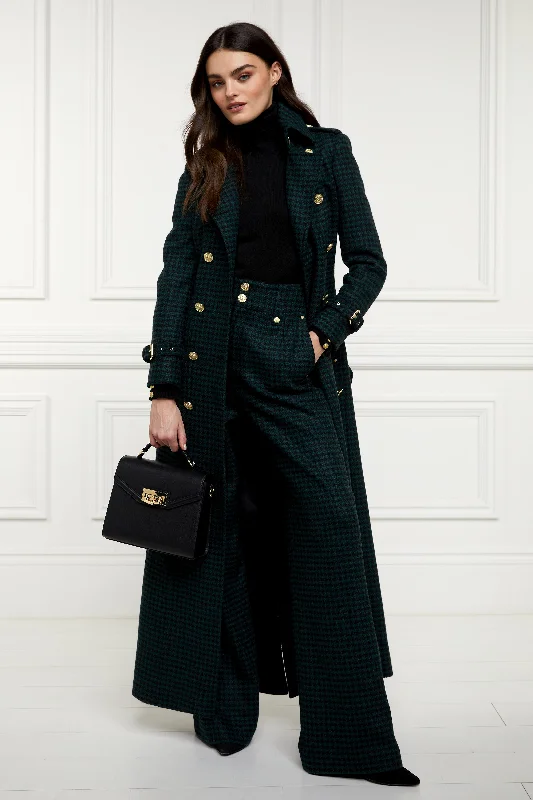 High Waisted Straight Trouser Emerald Houndstooth Trousers luxurious high-end