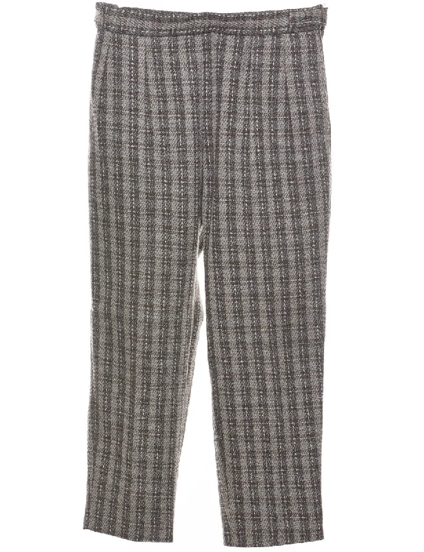Checked Grey & White 1990s Vintage Trousers - W30 L25 Trousers Lace Delicate