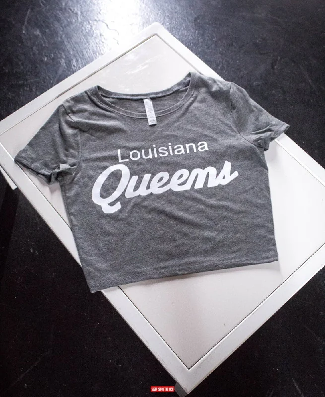 (Grey) Louisiana Queens Crop Tops Spandex Blend Rayon Blend Denim Blend