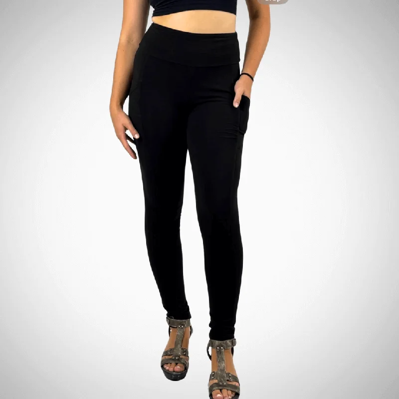 A Perfect Fit Solid Pocket Leggings Made in USA Comfortable Ribbed Sports Leggings