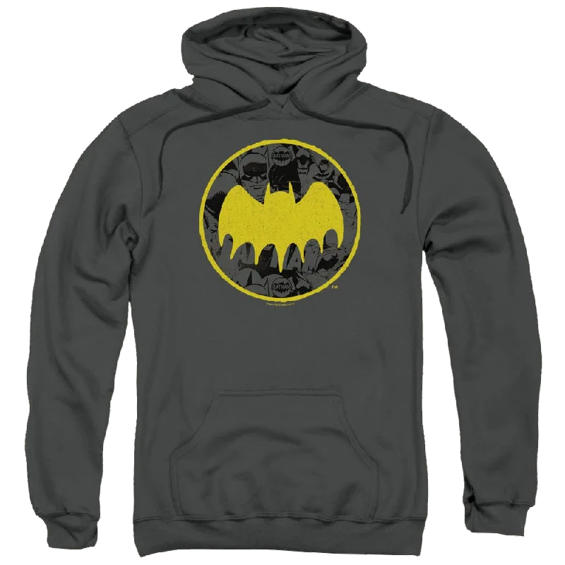 DC Batman Vintage Symbol Collage - Pullover Hoodie Chenille Soft Sweater
