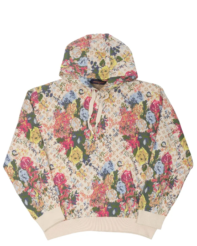 Floral Monogram Jacquard Hoodie Hoodie with Stripes Bold Sporty