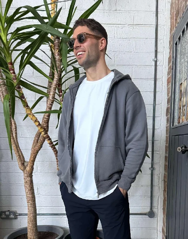 The Oversized Zip Hoodie in Slate Grey Hoodie with Set-In Sleeves Structured Classic The Oversized Zip Hoodie in Slate Grey Hoodie with Set-In Sleeves Structured Classic