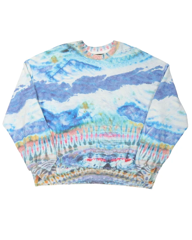 Tie-Dye Crewneck Sweatshirt Hoodie with Rolled Sleeves Casual Relaxed