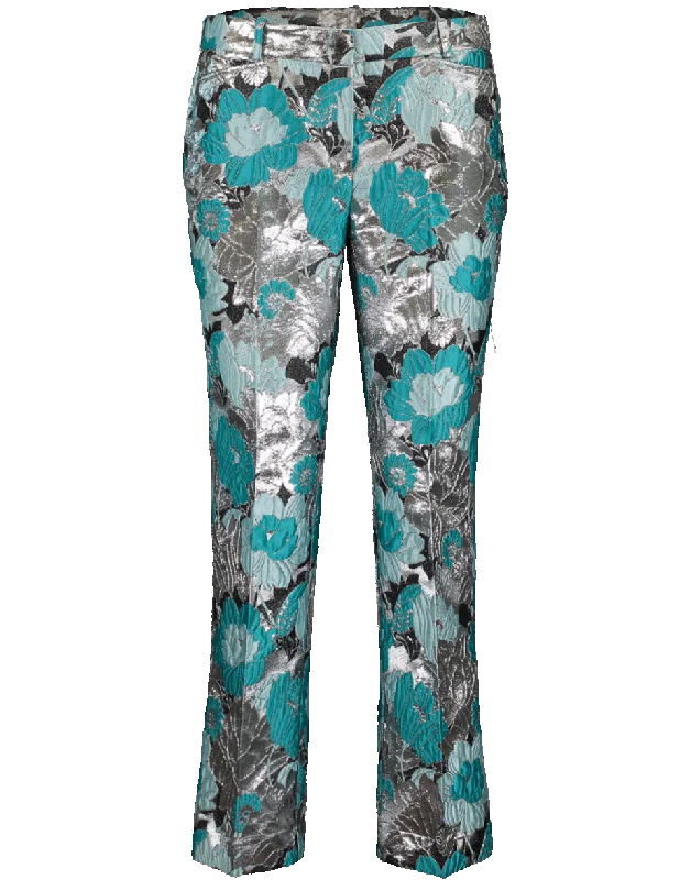 Floral Brocade Cropped Trouser Trousers practical easy-care