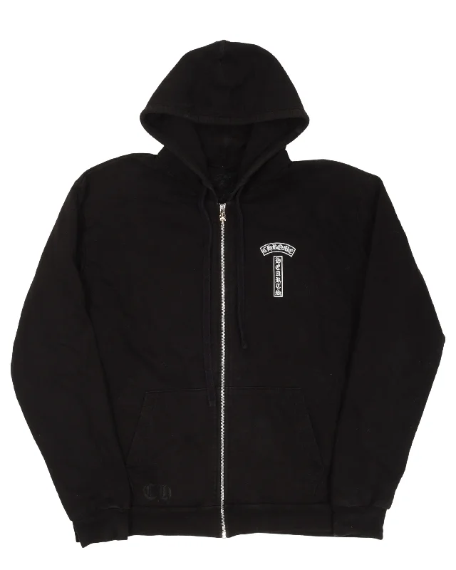 Shoulder Logo Fuck You Zip Up Hoodie Hoodie with Back Slit Movement Comfort