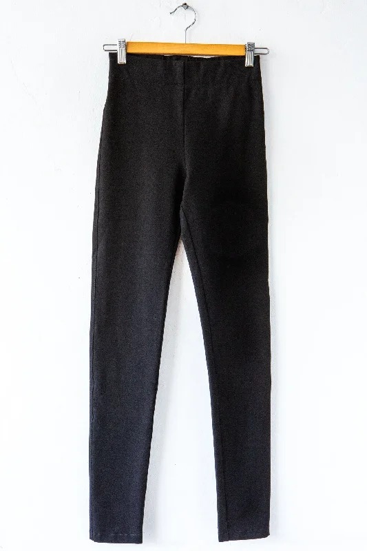 Gabardine Legging Black Fashionable Leather-Look Leggings