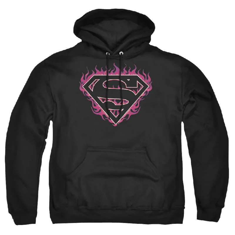 Superman Fuchsia Flames - Pullover Hoodie Wide Sleeve Pullover
