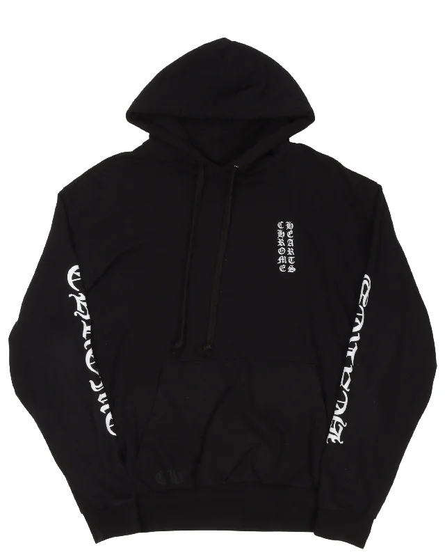 Vertical Logo Hoodie Hoodie with High Neck Warm Protective