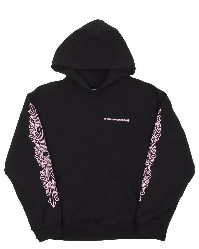 Friends & Family Pink Hoodie Hoodie with Raw Hem Edgy Unfinished
