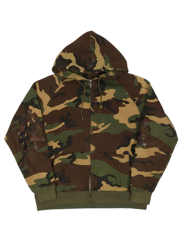 Camouflage Cross Patch Thermal Hoodie Hoodie with Pastel Soft Subtle