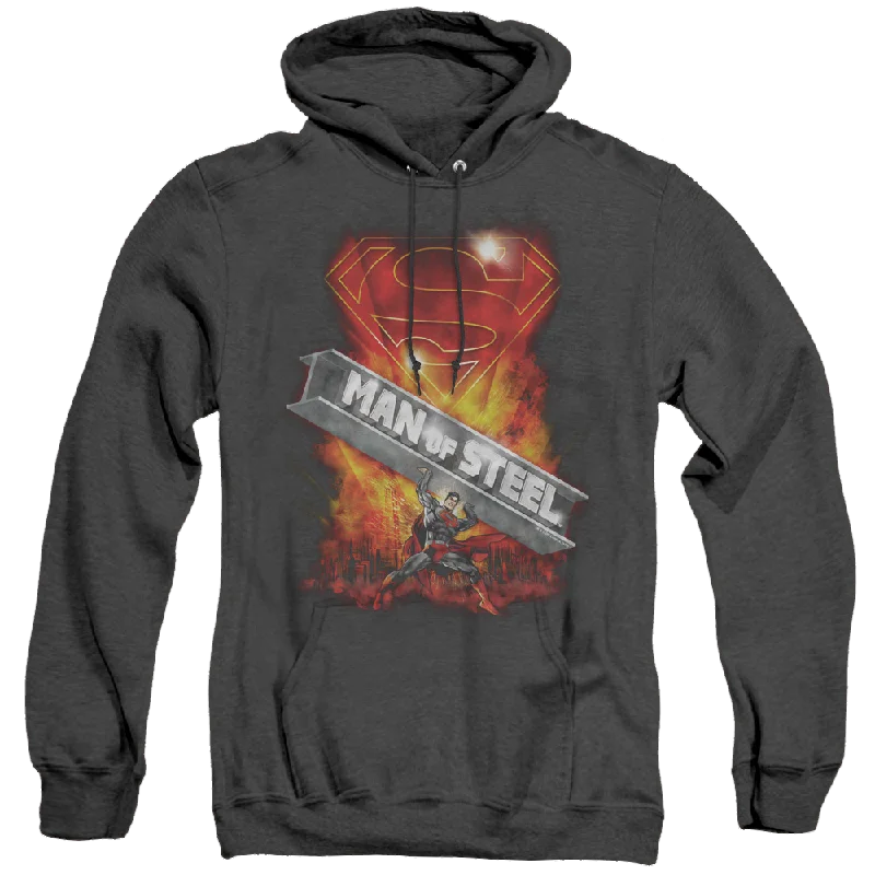 Superman Steel Girder - Heather Pullover Hoodie Surplice Neck Pullover