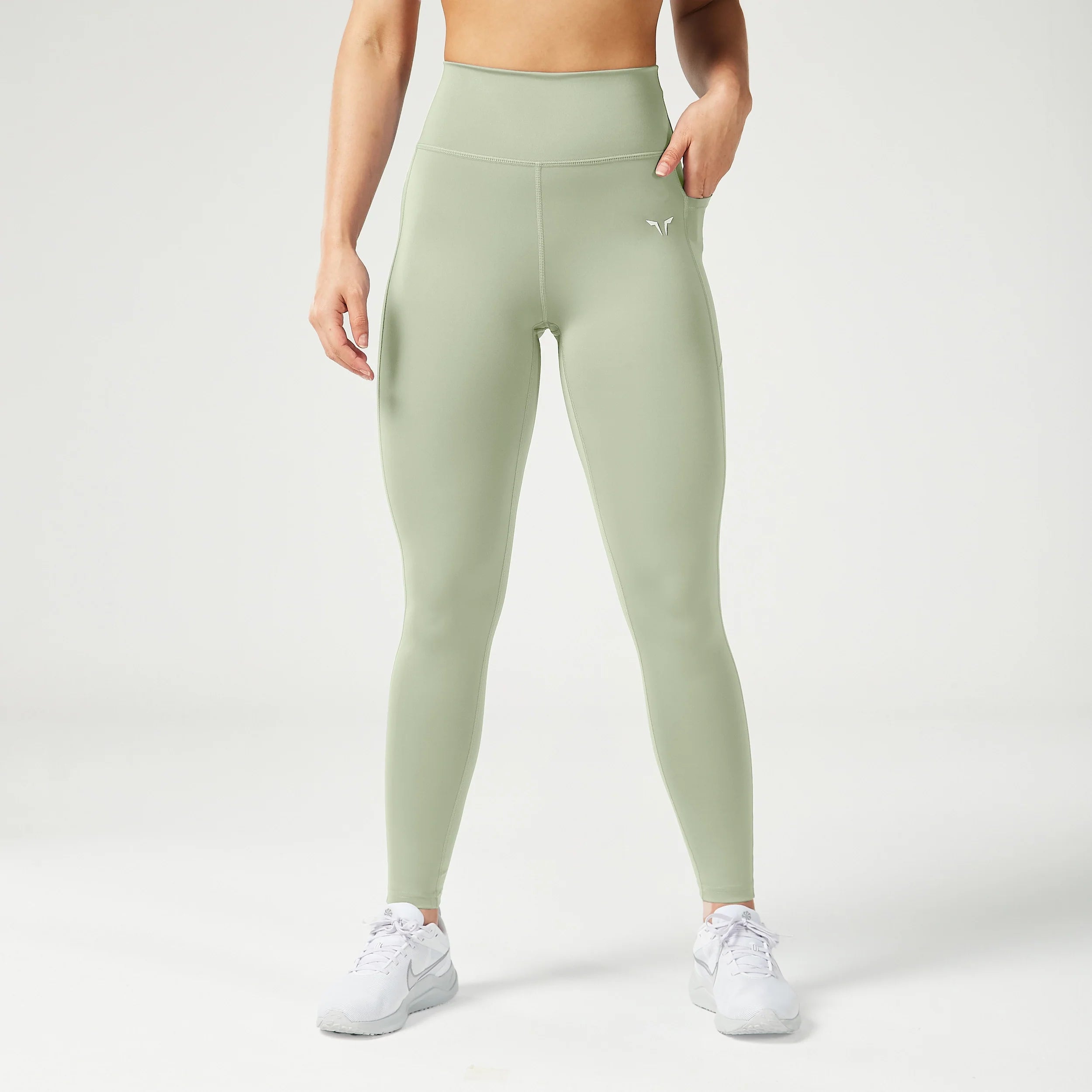 Essential High Waisted Leggings 27" - Desert Sage Trendy Fitness Leggings