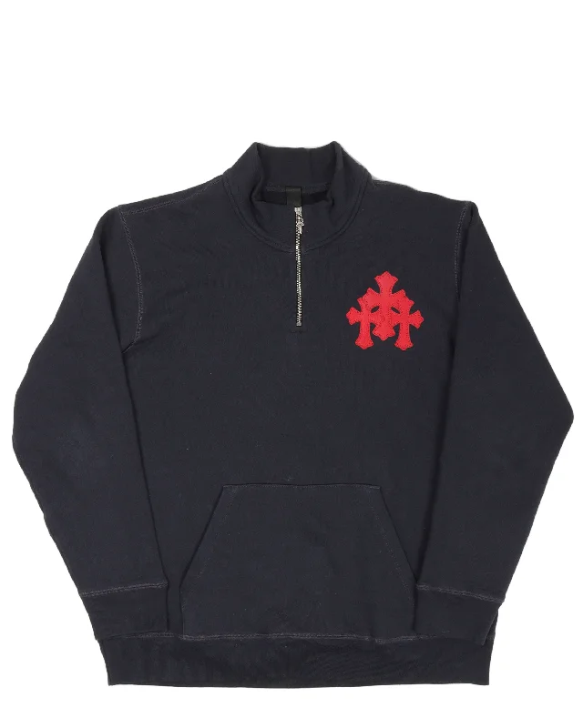 Paper Jam Cemetery Cross Patch Sweatshirt Hoodie with Raglan Sleeves Sporty Comfortable