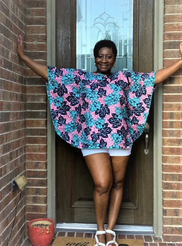 African Style: Butterfly Crop Top (one-size fits up to16 US) Solid Print Embellished