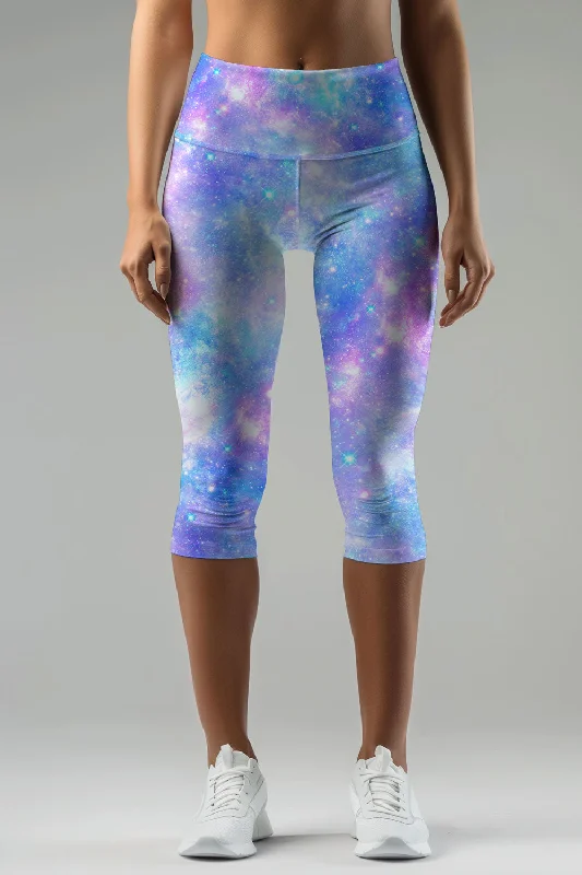Wizard Ellie Blue Galaxy Print Performance Yoga Capri Leggings - Women Trendy Full-Length Leggings Wizard Ellie Blue Galaxy Print Performance Yoga Capri Leggings - Women Trendy Full-Length Leggings