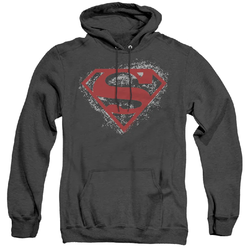 Superman Hardcore Noir Shield - Heather Pullover Hoodie High Neck Pullover