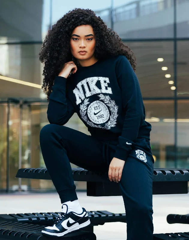 Nike Club Fleece Crewneck Sweatshirt Hoodie with Hem Lace Feminine Delicate