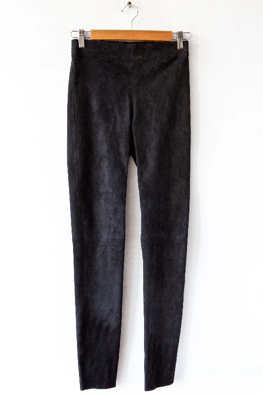 Suede Stretch Legging Comfortable Ribbed Waistband Leggings