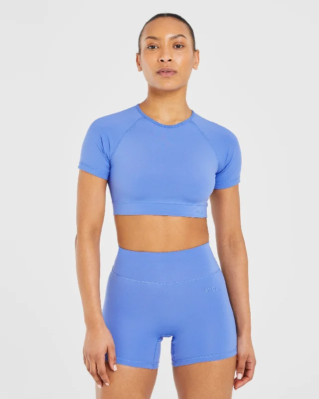 Staple Crop Top - Cobalt Blau Plaid Crop Top Polka Dot Checkered