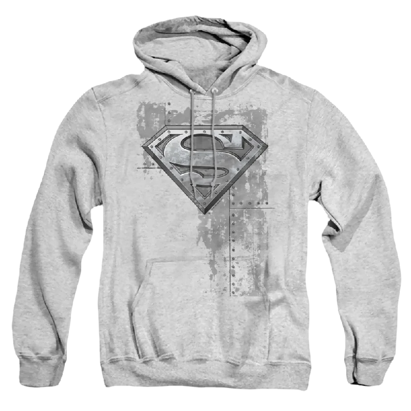 Superman Riveted Metal - Pullover Hoodie Slit Sleeve Stylish