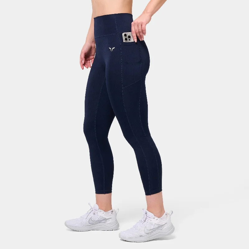 Monogram 24" Leggings - Navy Print Comfortable Capri-Length Leggings