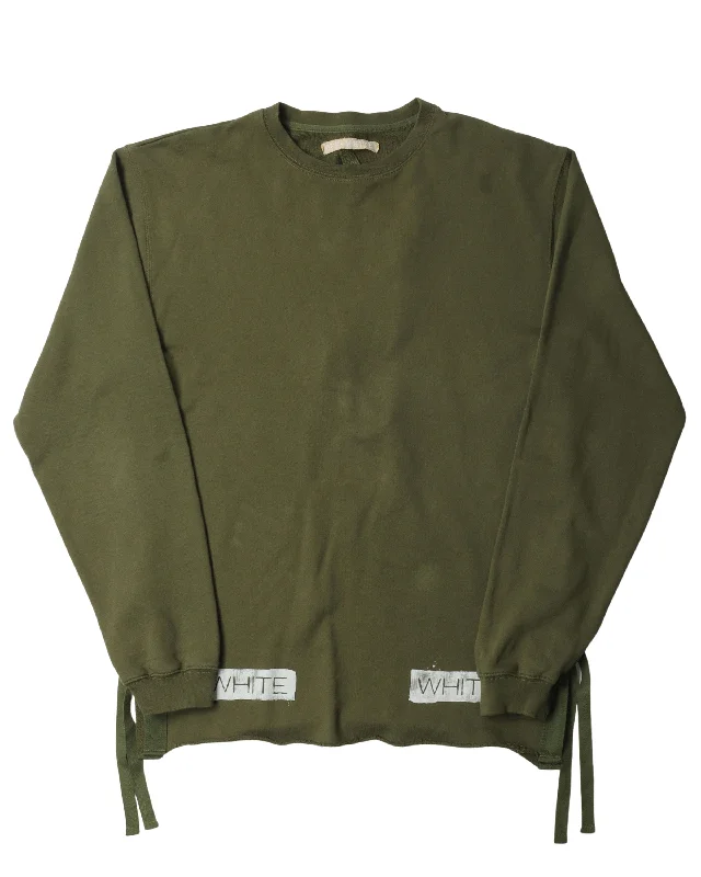 "White" Crewneck Sweatshirt Hoodie with Snap Buttons Easy Quick