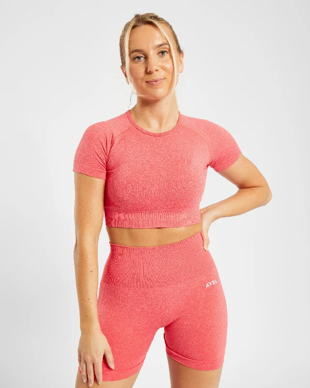 Empower Seamless Crop Top - Coral Rot Marl Cozy Warm Stylish