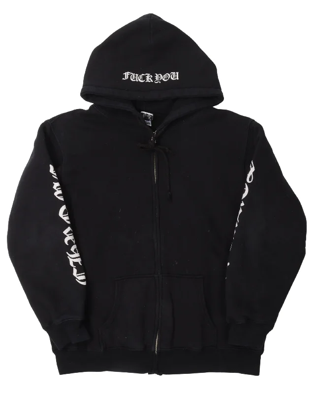 Fuck You Thermal Zip Up Hoodie Hoodie with Hem Elastic Stretchable Comfortable
