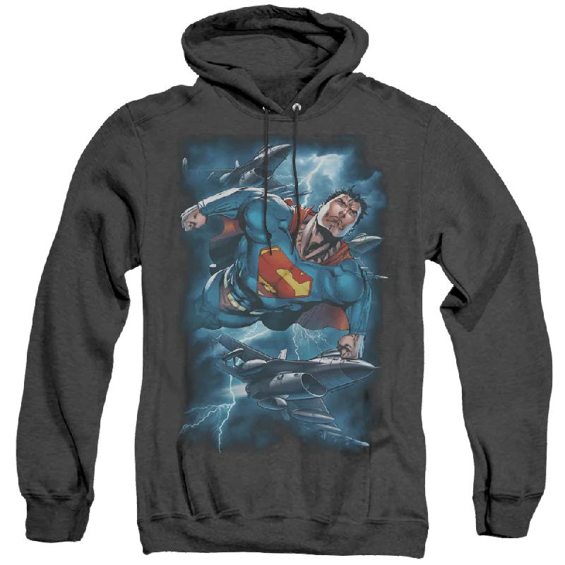 Superman Stormy Flight - Heather Pullover Hoodie Slim Sleeve Pullover