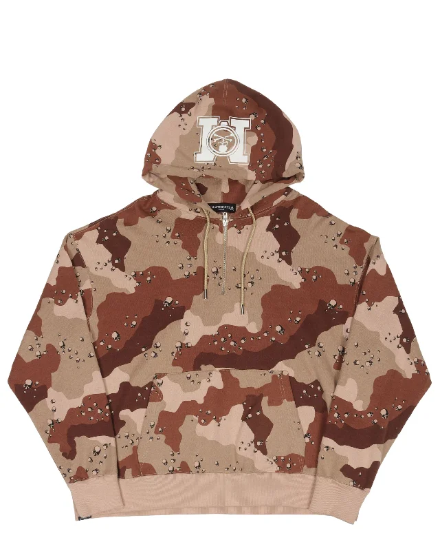 Camouflage Half Zip Hoodie Hoodie with Pastel Soft Subtle