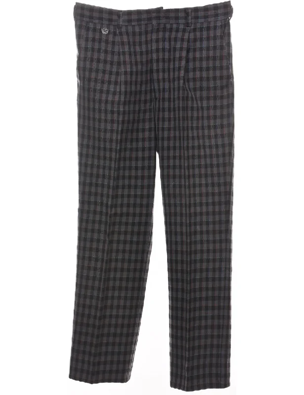 Checked Pattern Grey & Black Trousers - W33 L30 Trousers Business Professional
