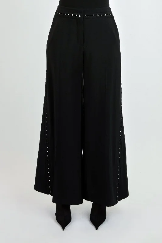 Mugler Hook and Eye Trousers in Heavy Fluid Suiting Trousers Leather Faux