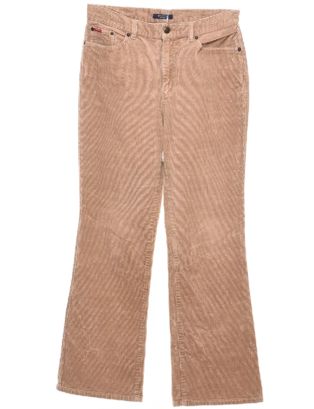 Chaps Light Brown Corduroy Trousers - W30 L29 Trousers Solid Black