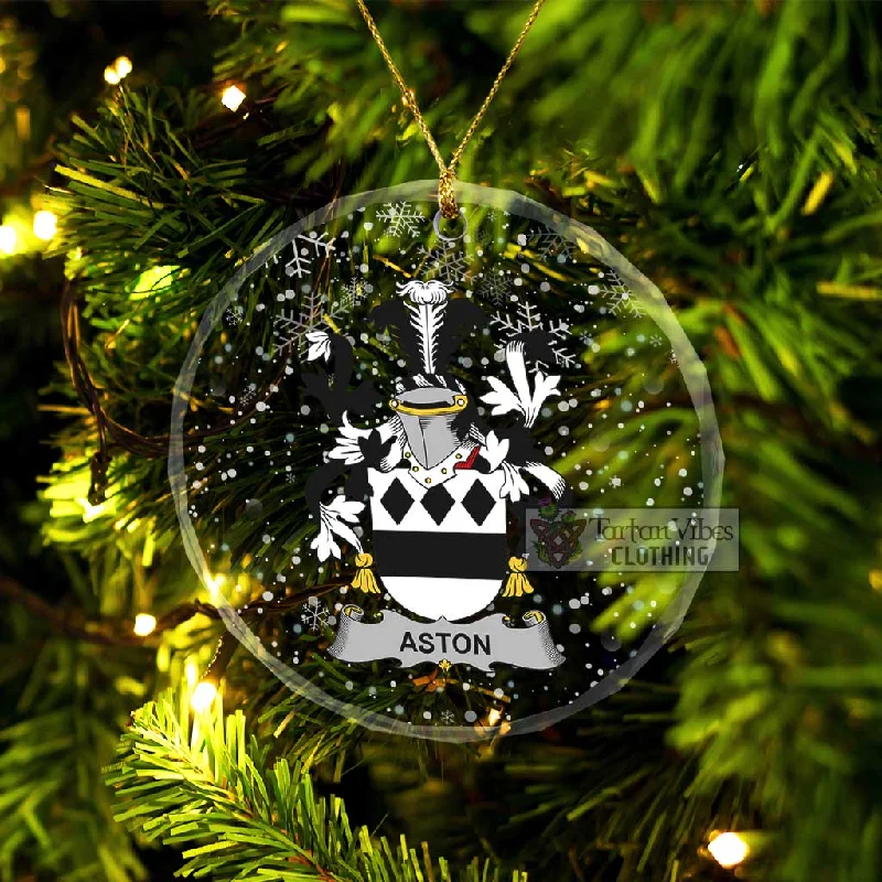 Aston Irish Clan Christmas Glass Ornament with Coat of Arms Trench Wool Cashmere
