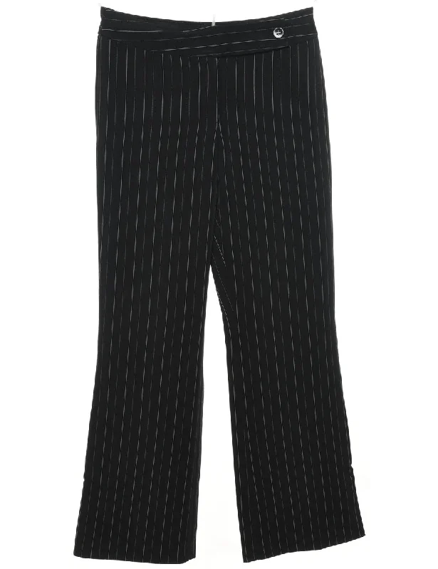 Classic Black Striped Trousers - W30 L30 Trousers Striped Patterned