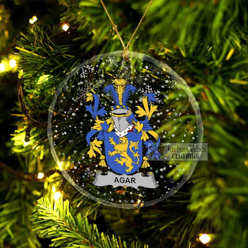 Agar Irish Clan Christmas Glass Ornament with Coat of Arms Jersey Tulle Batik