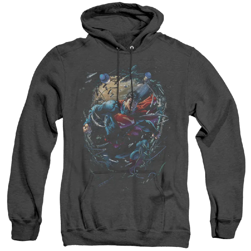 Superman Breaking Space - Heather Pullover Hoodie Ruffle Sleeve Feminine