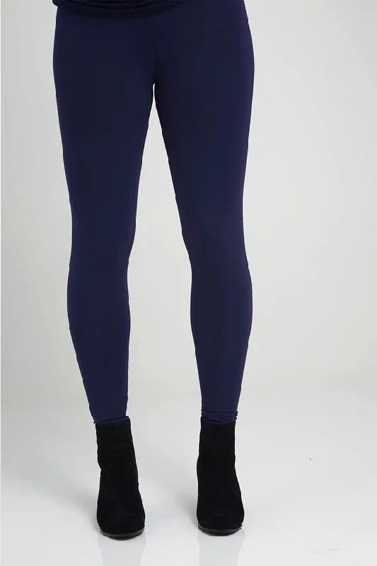 Bamboo Long Leggings - Navy Stylish Patterned Active Leggings